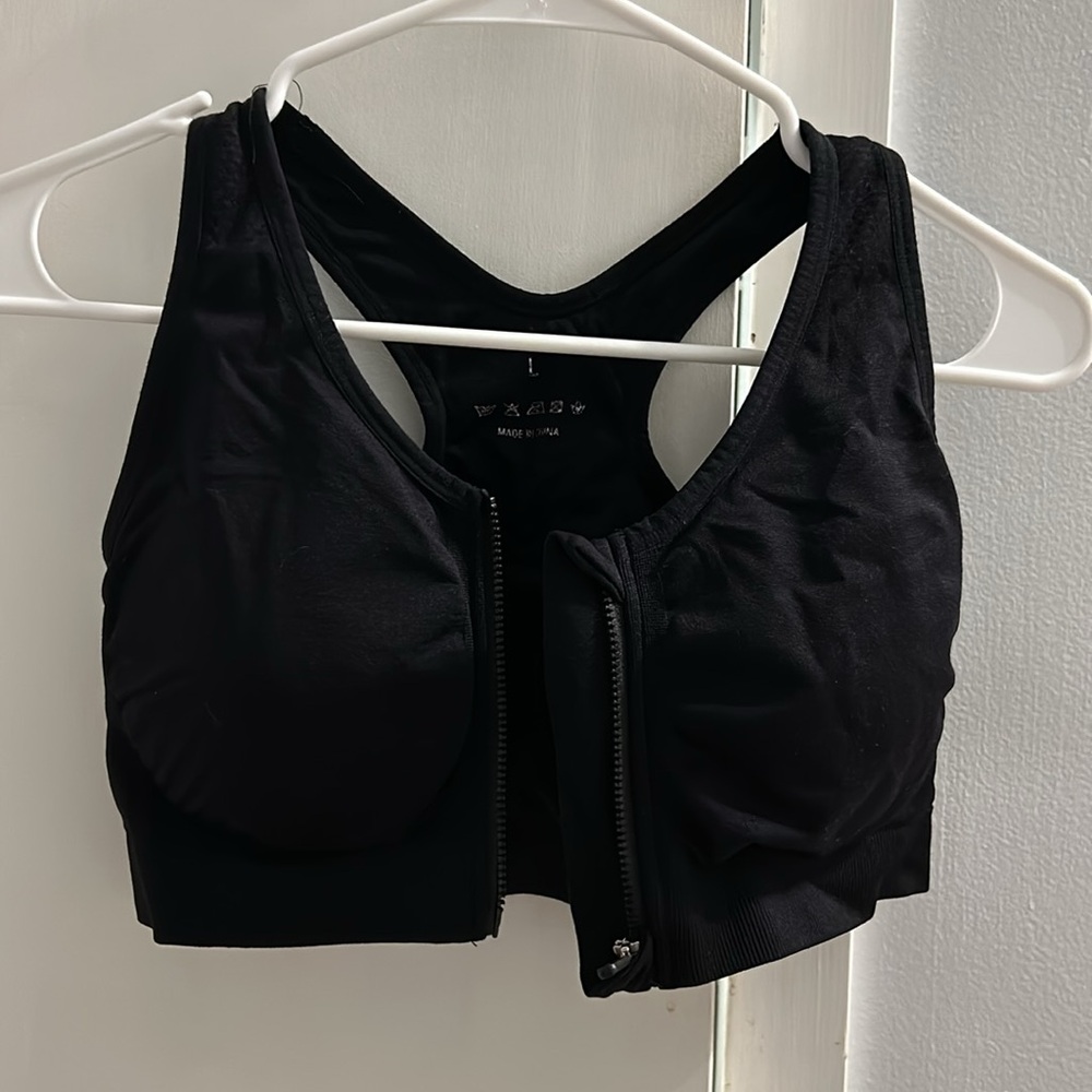 Zip Front Racerback Sports Bra - Picture 3 of 3